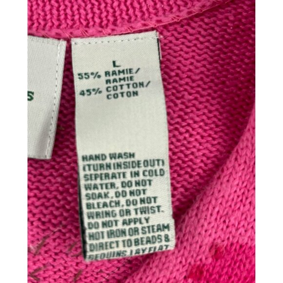 Design Options Philip & Jane Gordon Pink Floral Embroidered Cardigan Sz Large - Picture 3 of 5